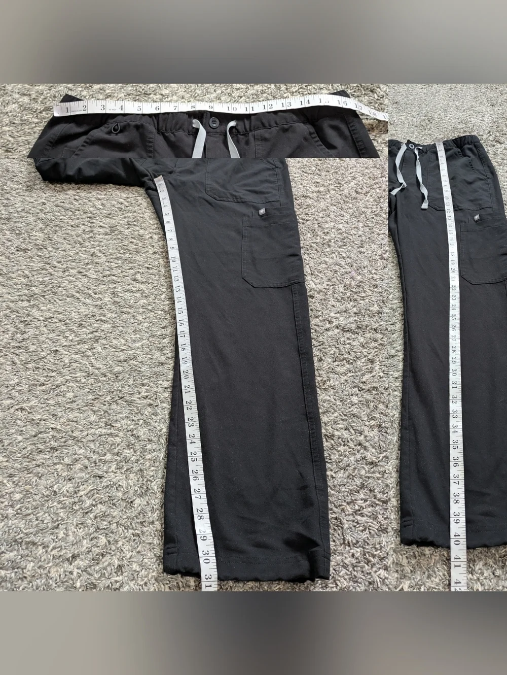 Figs Black Cairo Cargo Zip Up Drawstring Scrub Pant M